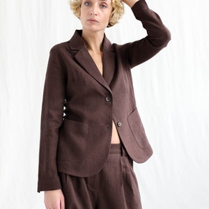 Getailleerde linnen blazer / OFFON-kleding afbeelding 4