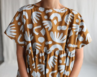 Robe oversize à imprimé abstrait SILVINA • OFFON CLOTHING
