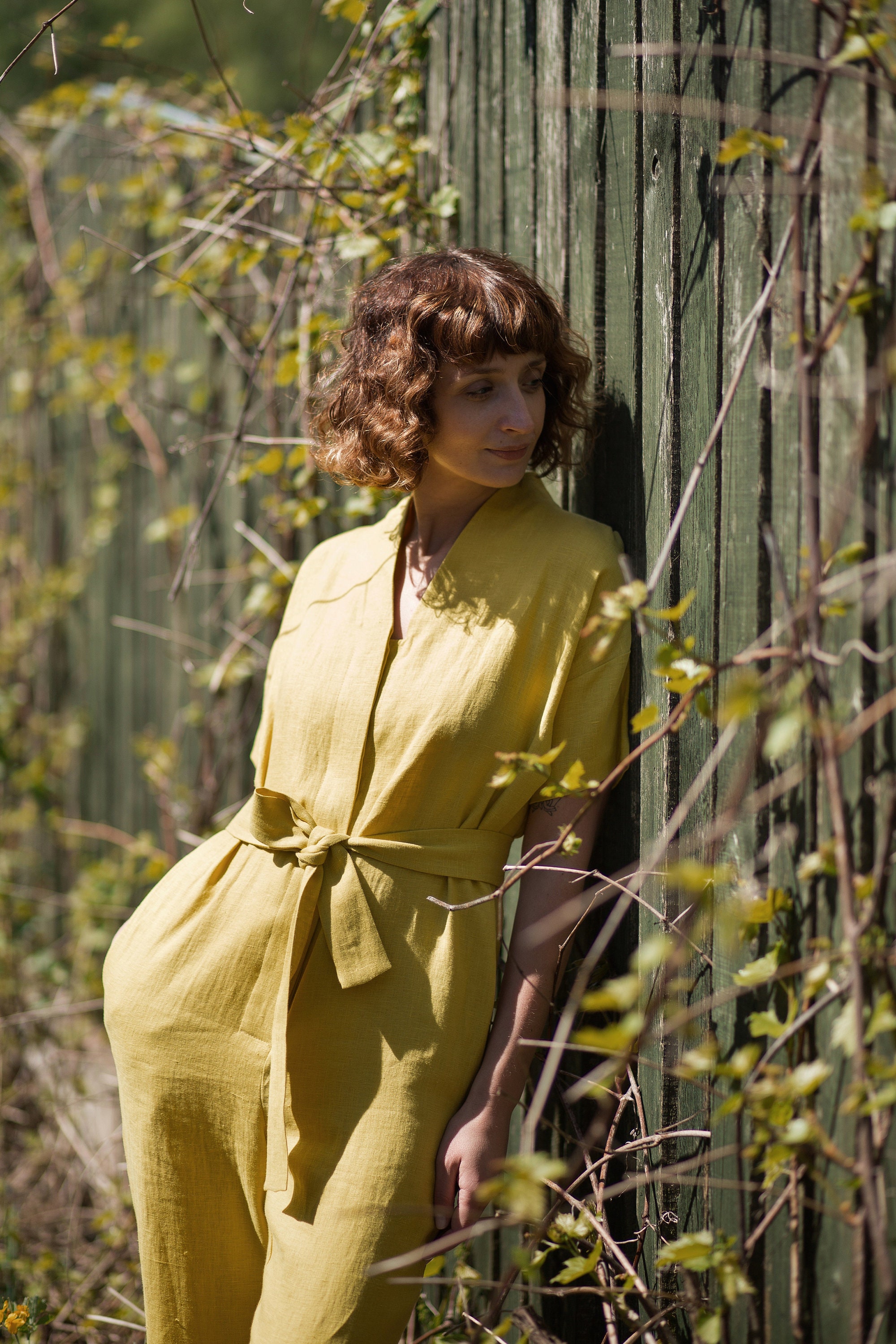 Elegant Short Sleeve Linen Summer Jumpsuit • OFFON CLOTHING - Etsy