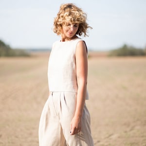 Wide leg linen trousers / OFFON CLOTHING image 6