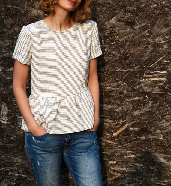 Linen peplum top outlet