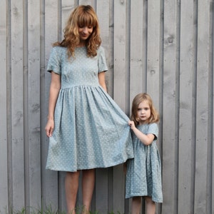 Matching Dresses Matching Mommy and Me Dresses Polka Dot Dress Linen Dresses Mint Linen Dresses Handmade by OffOn image 3