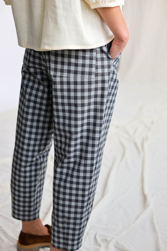 Boxy Gingham Trousers OFFON CLOTHING 