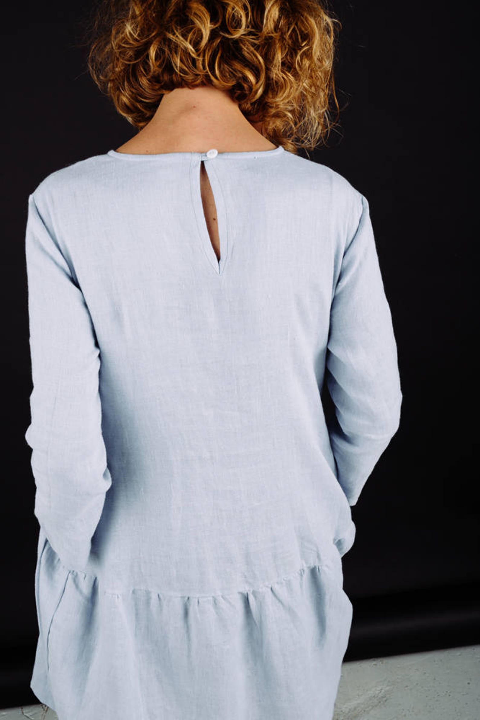 Smock Linen Dress Long Sleeve Linen Dress Loose Linen - Etsy Canada