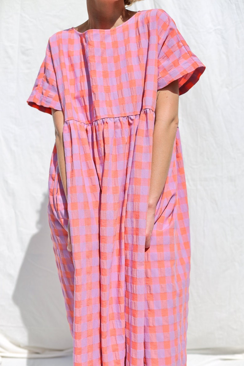 Oversized seersucker checks dress SILVINA OFFON CLOTHING image 1