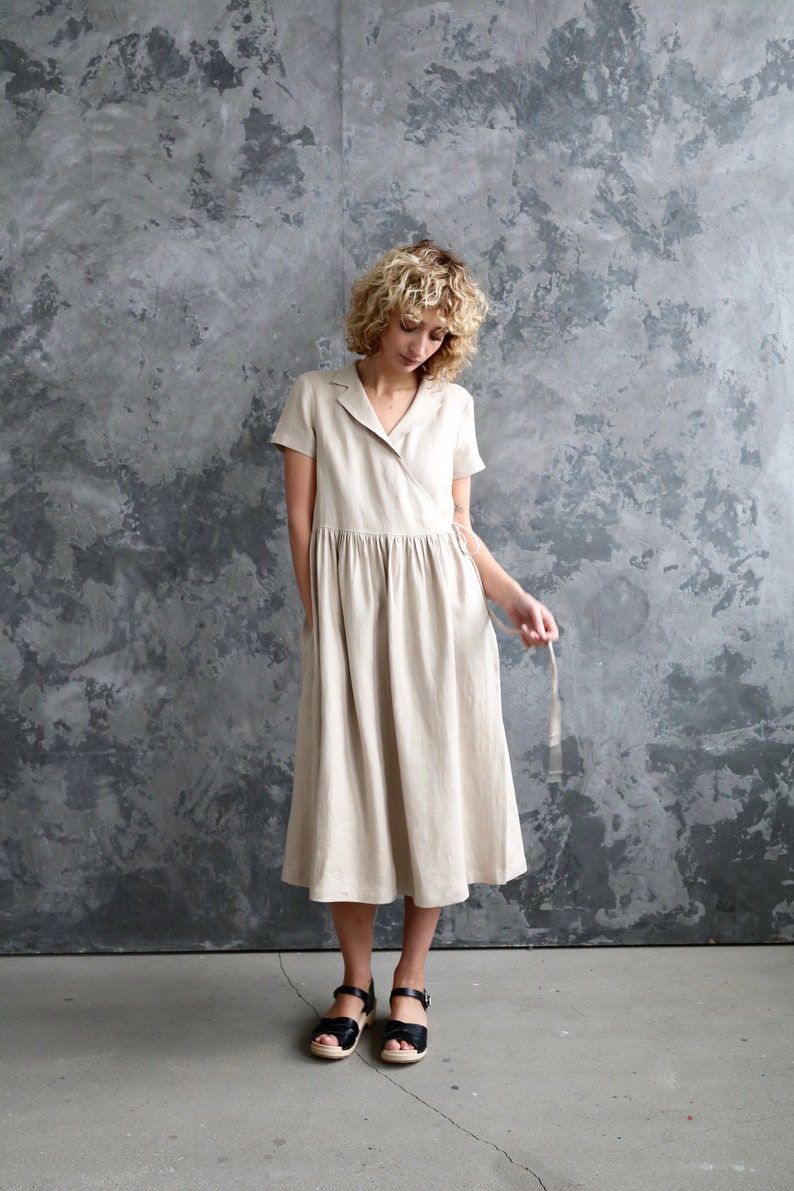etsy linen wrap dress