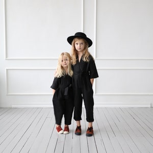 Girls Linen Jumpsuit: Handmade Relaxed Fit Romper
