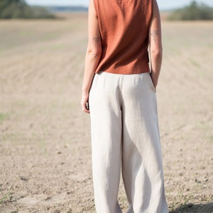 Wide leg linen trousers / OFFON CLOTHING image 8