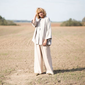 Wide leg linen trousers / OFFON CLOTHING image 5