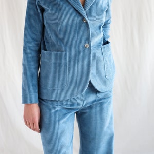 Light blue wide wale corduroy blazer OFFON Clothing image 3