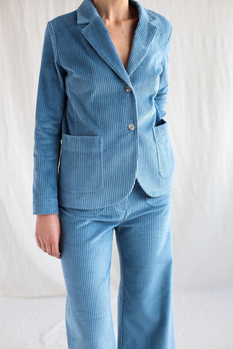 Light blue wide wale corduroy blazer OFFON Clothing image 3