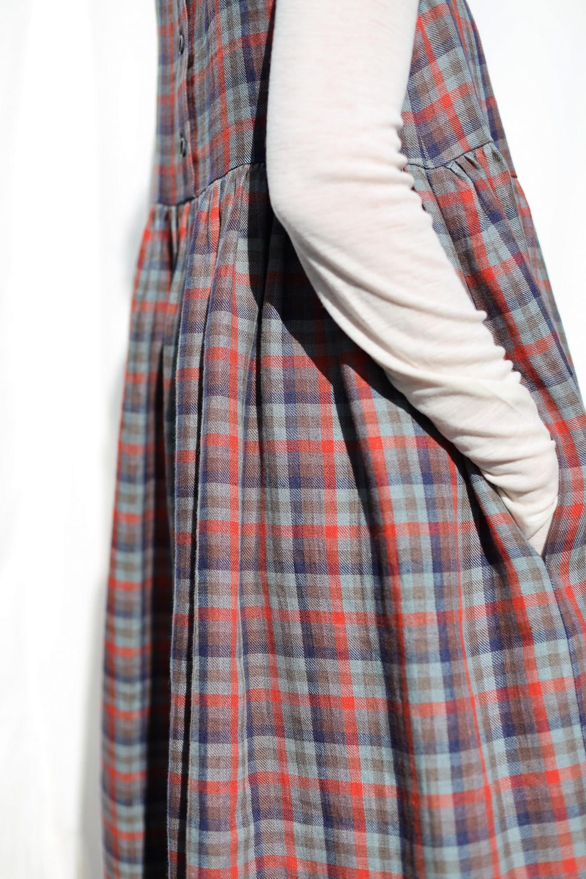 Robe Bloc De Couleur Carreaux Sans Manches