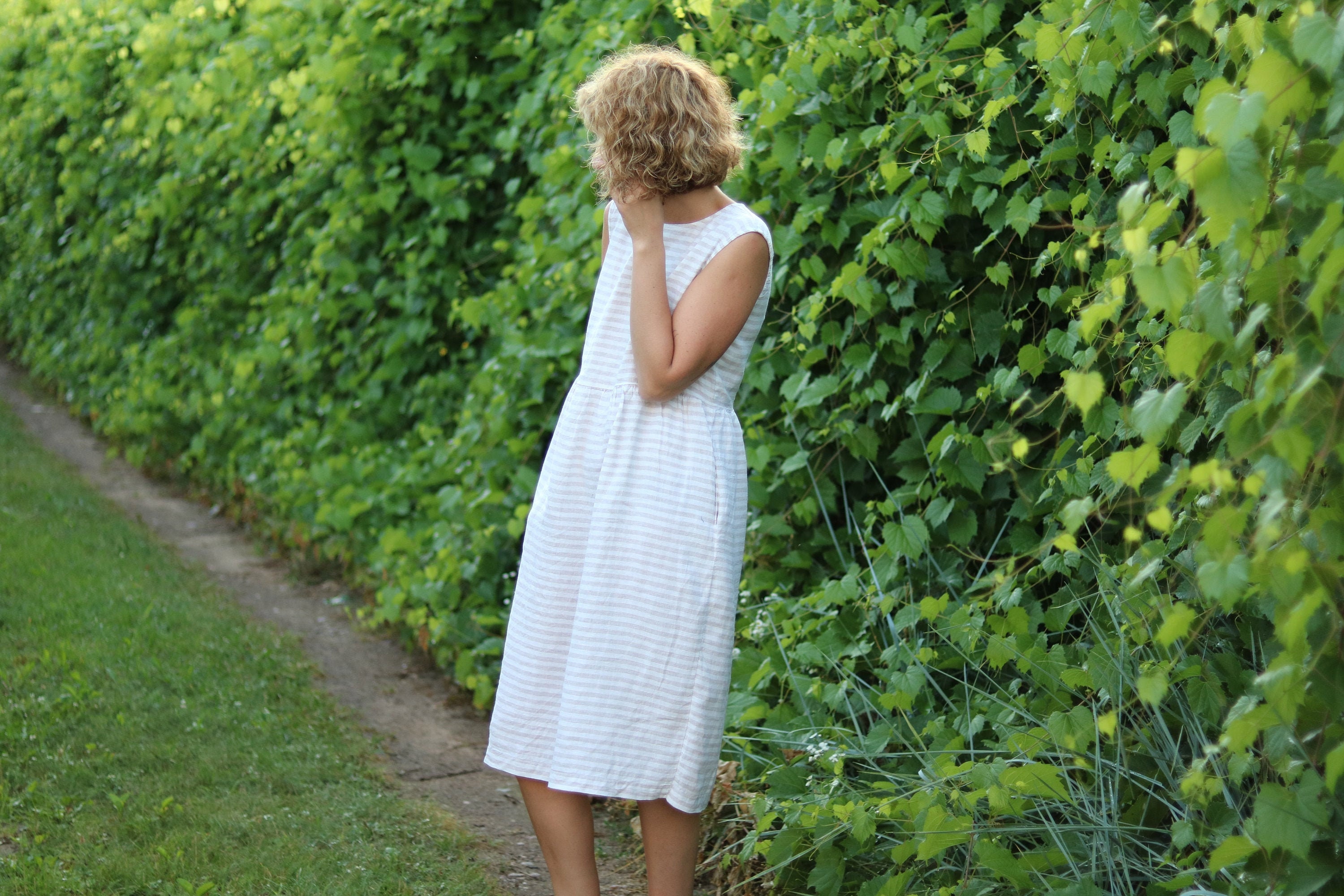 striped Linen Sleeveless Sundress Offon Clothing