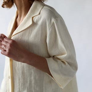Linen revere collar shirt / OFFON CLOTHING image 5