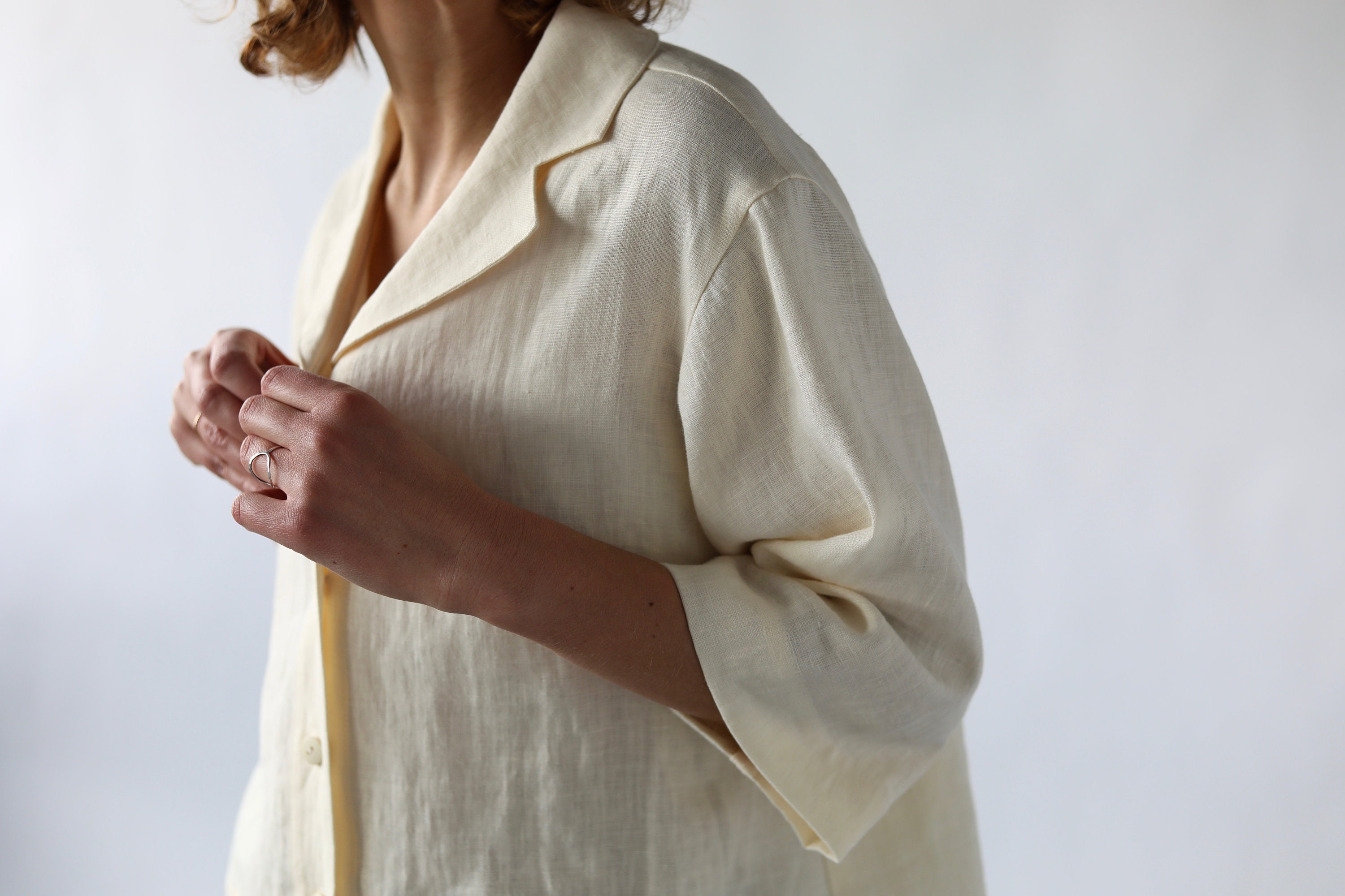 Arvénoir Printed Linen Revere Collar Shirt main image 1