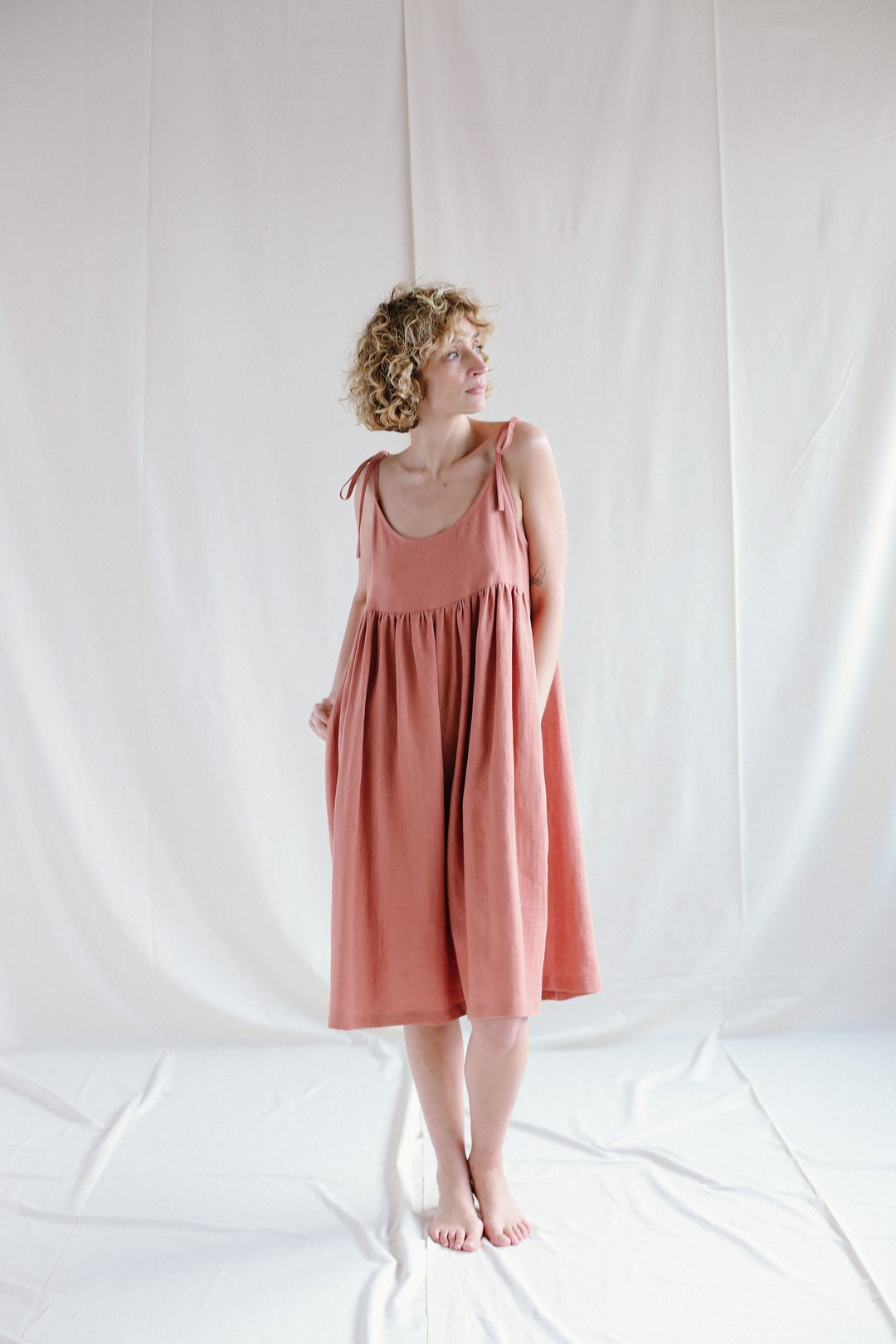 Tie Strap Linen Sundress / Handmade by OFFON Clothing -  UK