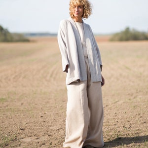 Wide leg linen trousers / OFFON CLOTHING image 7