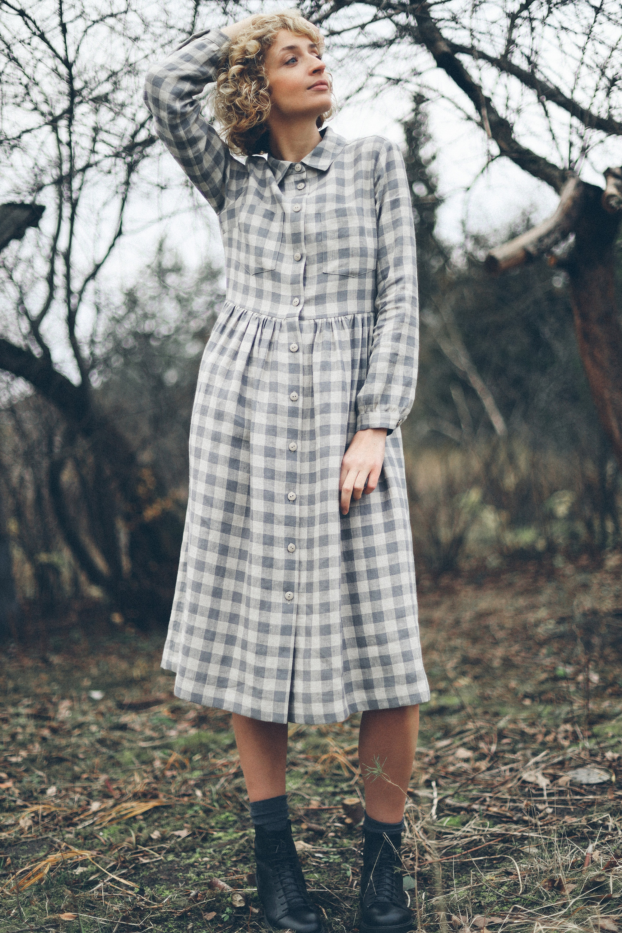 シェリエ　flocky check long shirt dress Checkered oversized shirt dress for women | Bellerose
