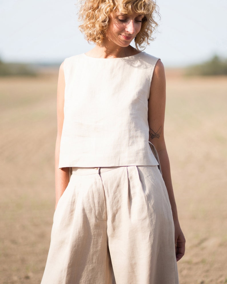 Wide leg linen trousers / OFFON CLOTHING image 4