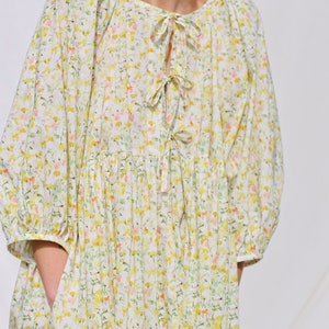 Reversible oversized floral print summer dress yellow INKY FIELDS OFFON Clothing image 7