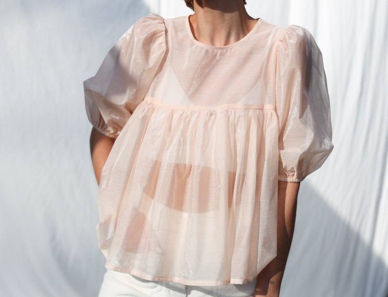 Puffy sleeve viscose organza blouse OFFON CLOTHING image 3