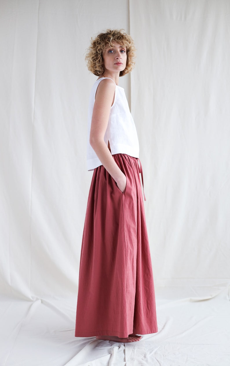 Maxi ruffled A-line cotton skirt / OFFON Clothing | Etsy