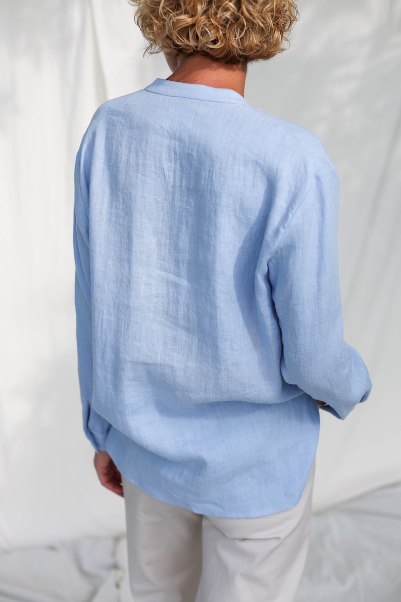 Elegant loose fit linen long sleeve shirt REMI / OFFON CLOTHING image 7