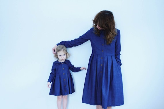 mother daughter matching denim dress