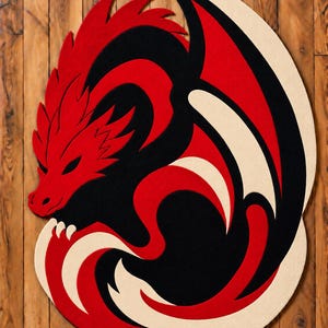 Luxury Red Black Dragon Rug, Hand Tufted Fantasy Area Rug, Gothic Dragon Carpet, Modern Abstract Statement Rug, Gaming Room Decor