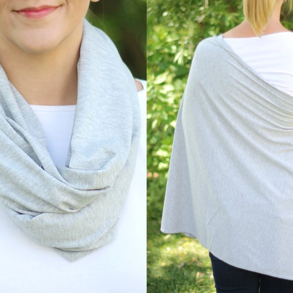 Light Gray Solid Hold Me Close Nursing Scarf, Nursing Cover, Infinity Nursing Scarf