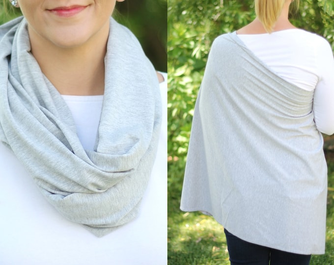 Light Gray Solid Hold Me Close Nursing Scarf, Nursing Cover, Infinity Nursing Scarf