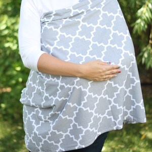 Extra Long Gray Quatrefoil Hold Me Close Nursing Scarf, Nursing Cover, Infinity Nursing Scarf image 3