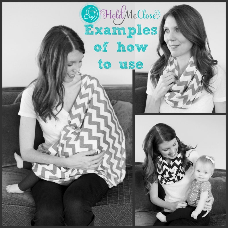 Gray Quatrefoil Hold Me Close Nursing Scarf, Nursing Cover, Infinity Nursing Scarf, Nursing Poncho image 4