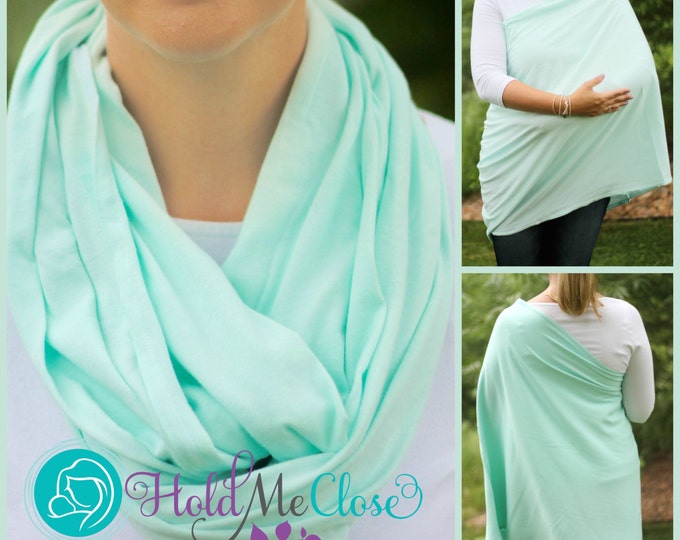 SUMMER SALE! Icy Mint 100% Organic Cotton Hold Me Close Nursing Scarf - Nursing Cover - Infinity Nursing Scarf - Nursing Poncho