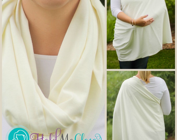 Super SALE! Sweet Cream 100% Organic Cotton Hold Me Close Nursing Scarf - Nursing Cover - Infinity Nursing Scarf - Nursing Poncho