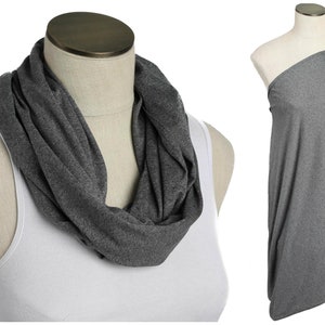 SALE  Charcoal Gray Nursing Scarf / Hold Me Close Nursing Scarf / Finished Edge, Nursing Cover, Infinity Scarf,