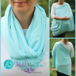 Super SALE! Aqua 100% Organic Cotton Hold Me Close Nursing Scarf - Nursing Cover - Infinity Nursing Scarf - Nursing Poncho