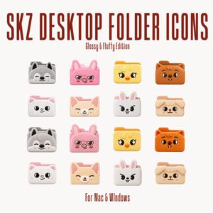 Stray Kids Folder Icons | Animal Character Desktop Icons | Mac PNG & Windows ICO | Kpop Digital Download
