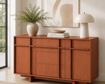 Farmhouse Buffet Cabinet, Wood Sideboard Storage Cabinet, Coffee Bar Cabinet, Dining Room Credenza, Entryway Console Table