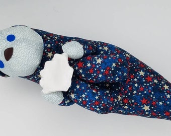12" Zeeotter met Clam Pluche Knuffeldier Handgemaakt