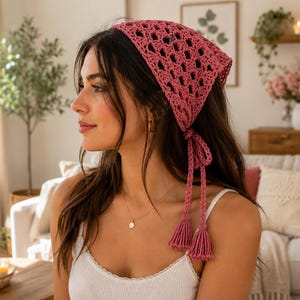 Granny Bandana Crochet Pattern PDF, Triangle Head Scarf, Easy Hair Wrap, Beginner Boho Accessory, Neckerchief Tutorial, Instant Download
