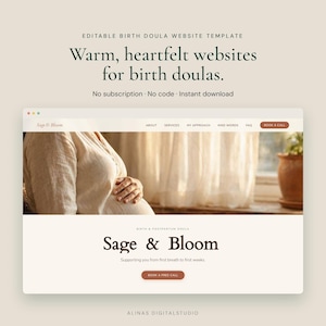 Editable Birth Doula Website Template | No-Code Editor, Self-Hosted HTML, No Subscription