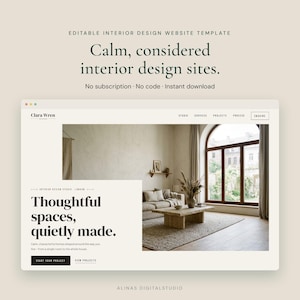 Editable Interior Design Studio Website Template, No-Code Editor, HTML Home Staging Site, No Subscription