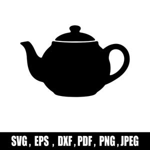Tea Pot Silhouette Vector Illustration, Flat Design SVG