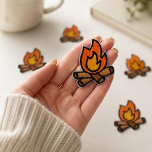 Fire Iron On Patch, Flame Embroidered Applique for Jackets Hats Bags and Clothes, Outdoor DIY Sewing Patch, Motorcycle Style Decor,Set of 10