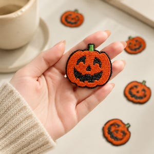 Halloween Pumpkin Iron OnPatch,Embroidered Jack O Lantern Applique for Jackets Hats Bags and Clothes,Witch Season DIY Sewing Patch,Set of 10