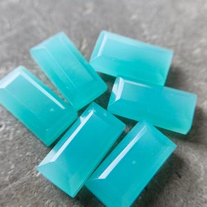 Amazing Blue Aqua Chalcedony Rectangle Shape Gemstone Both Side Step Cut 5x10 To 15x30 MM All Size Available Pendent & Ring Making Stone