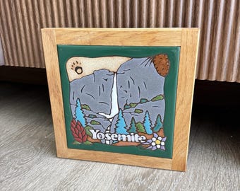 Masterworks Yosemite keramische tegelonderzetter, handgemaakt in de VS, ingelijste wanddecoratie 6x6