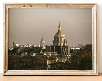 Beautiful Paris : View of the Famous Roofs and Monuments - Golden Hour Photographic Print