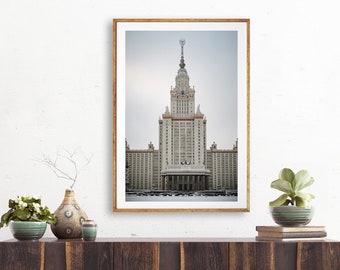 Color Photograph of Moscow State University in Winter - Glossy Paper Print